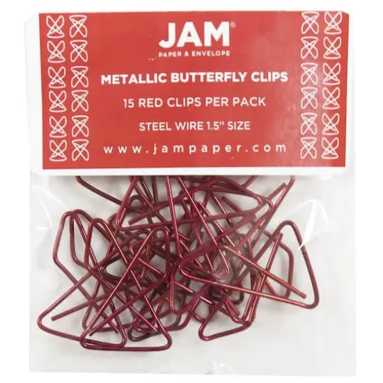 JAM Paper Colorful Butterfly Paper Clips Red {1}
