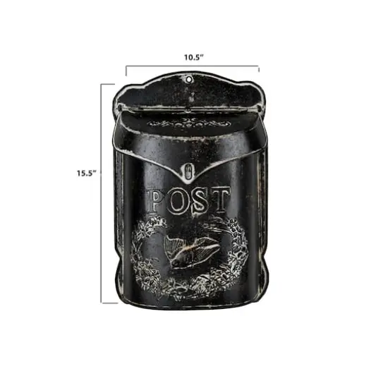 Hello Honey&reg; 15.5" Black Embossed Tin Post Letter Box {5}