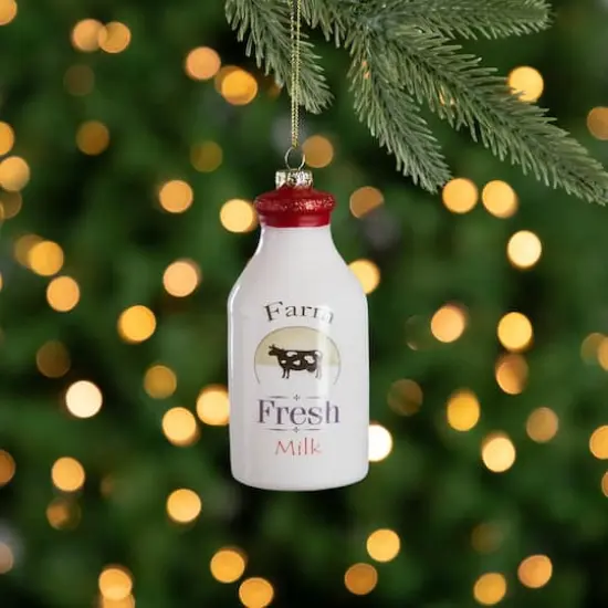 4.5" Farm Fresh Milk Glass Bottle Ornament {8}