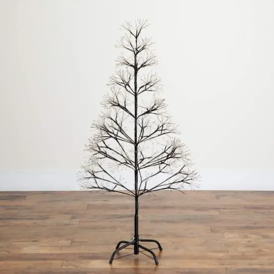 4ft. Pre-Lit Artificial Halloween Black Starburst Tree with 800 Fairy Warm White LED Lights {8}