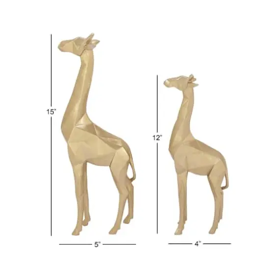 CosmoLiving by Cosmopolitan Gold Polystone Modern Giraffe Sculpture Set {8}