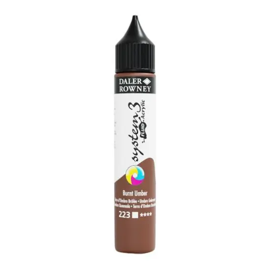Daler-Rowney&reg; System 3 Fluid Acrylic, 29.5mL 223 Burnt Umber {1}