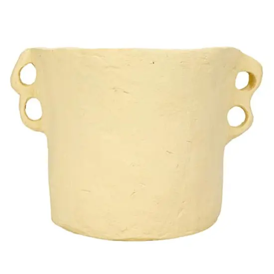 Hello Honey&reg; 11" Natural Decorative Handmade Paper Mache Planter with Handles {1}
