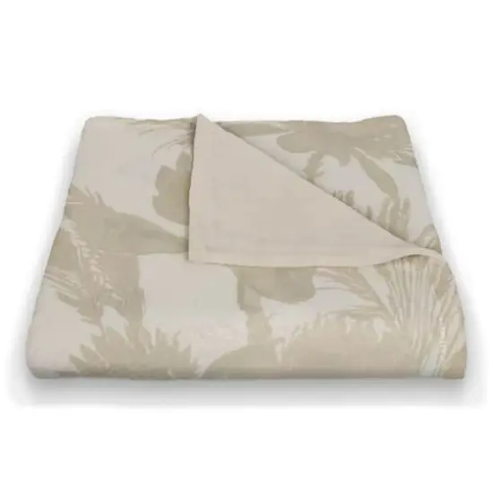 Tones Protea Blooms Coral Fleece Blanket Cream {3}