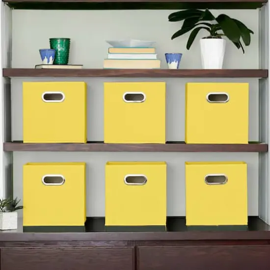 6 Pack Household Essentials 11" Fabric Storage Bins Yellow {3}