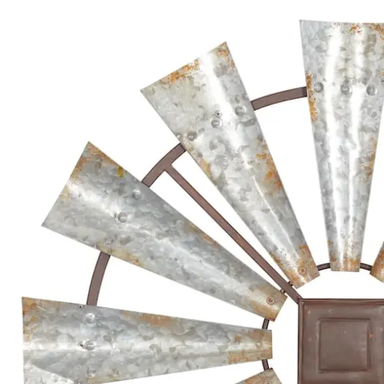 Silver Farmhouse Decorative Windmill Wall Accent {4}