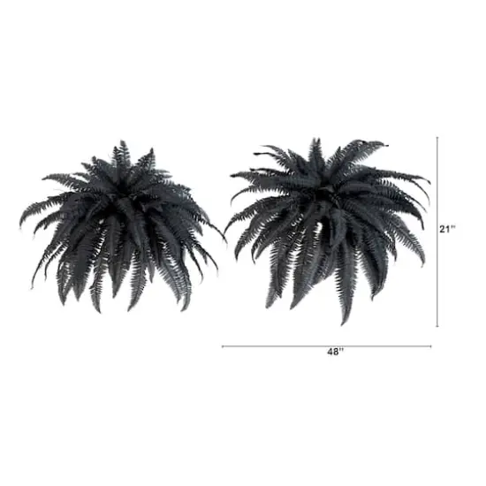 48in. Artificial Halloween Black Boston Fern - Set of 2 {3}