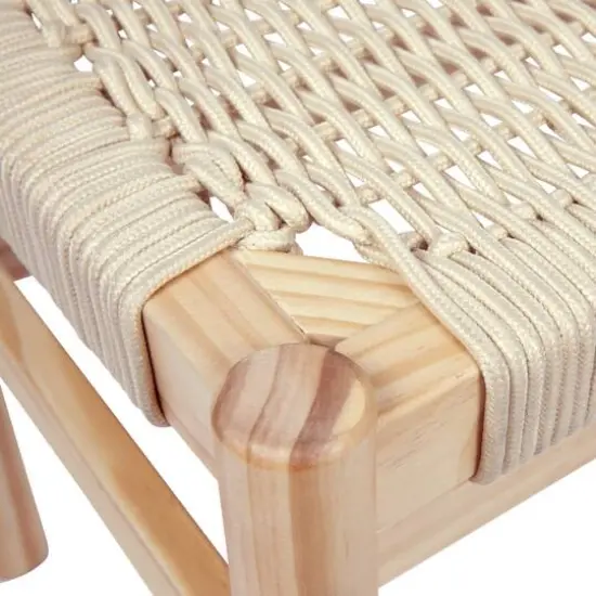 Hello Honey&reg; Fernway 18" Solid Wood and Woven Rope Entryway Bench Cream {11}