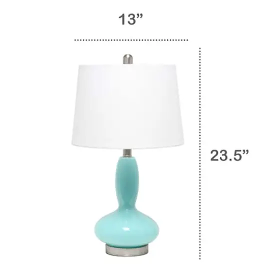 Lalia Home 23.5" Glass Dollop Table Lamp with White Fabric Shade Seafoam {4}