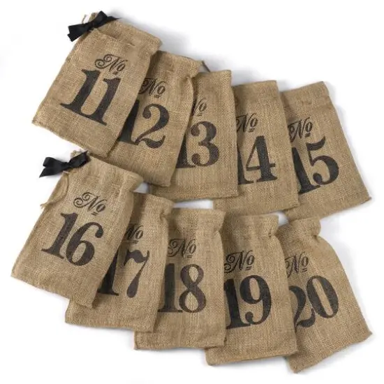 Hortense B. Hewitt Co. Numbers 11-20 Burlap Table Number Wine Bags {1}