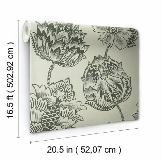 RoomMates Batik Jacobean Peel & Stick Wallpaper Taupe and Black {10}