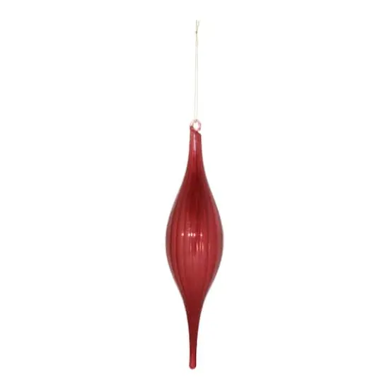 10.5" Red Ribbed Glass Drop Ornaments, 6ct. {4}