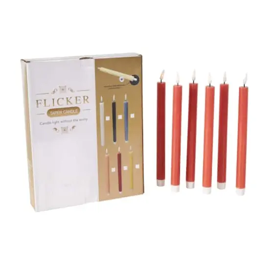 11" Flameless Wax Candles with Remote Control, 6ct. Red {1}
