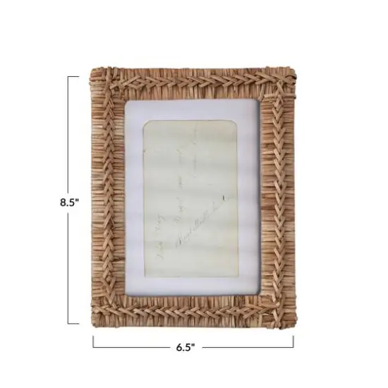 Hello Honey&reg; Natural Boho Handwoven Rattan 5" x 7" Photo Frame {3}