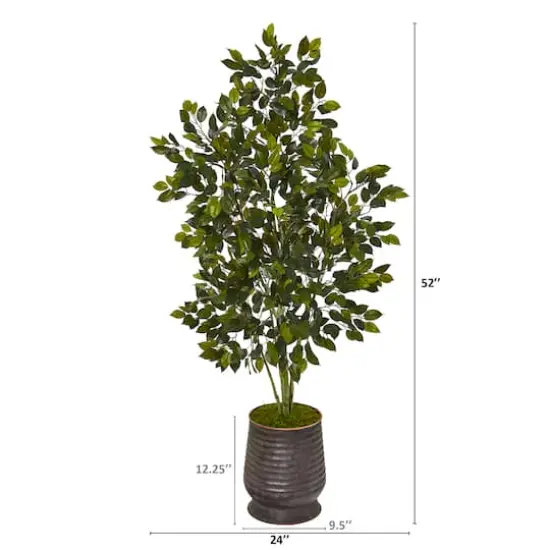 4.5ft. Ficus Tree in Ribbed Metal Planter {3}