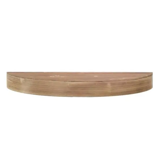 Small Brown Round Wood Floating Wall Shelf {6}