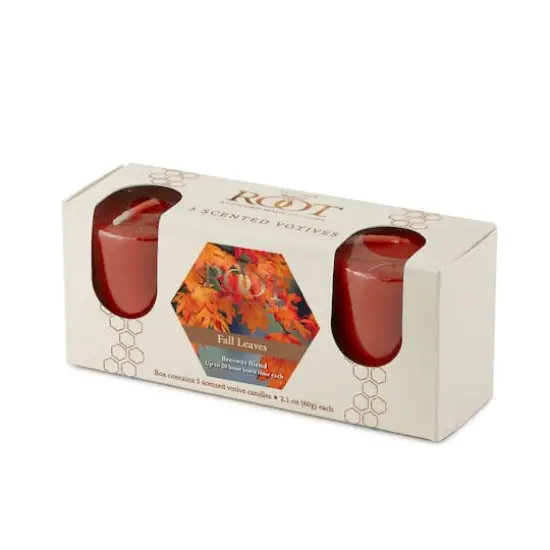 Root Candles Scented 20 Hour Beeswax Blend Votive Candles Gift Box Fall Leaves {1}