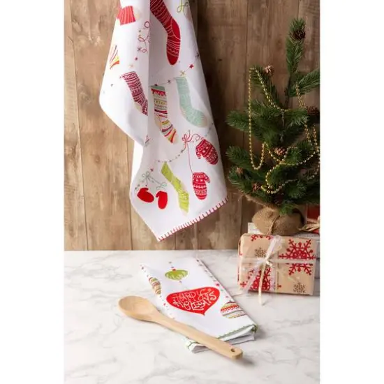DII&reg; Christmas Trimmings Printed Dishtowel Set {7}
