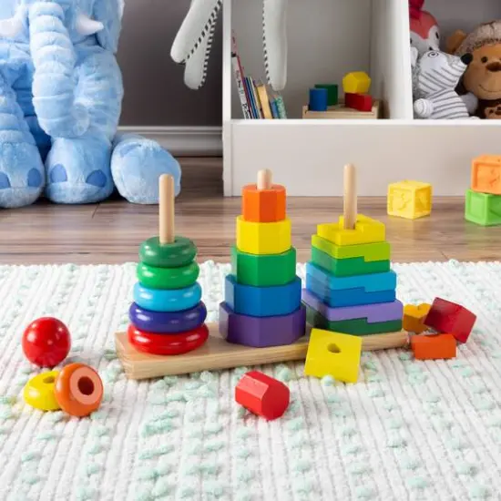 Toy Time Wooden Rainbow Stacking Shapes Set {8}