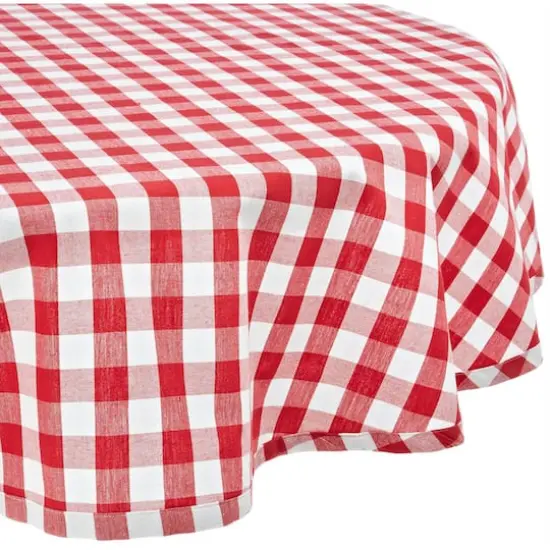 DII&reg; 70" Round Red & White Checkers Tablecloth {1}