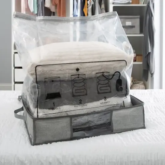 Simplify Heather Gray 2-in-1 Under The Bed Vacuum Storage Bag & Tote {3}