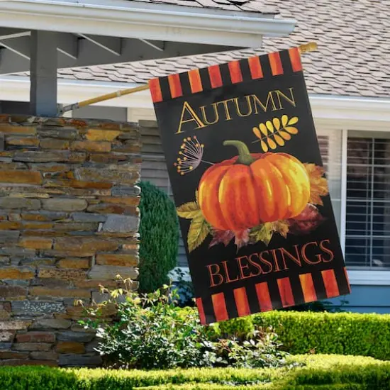 40" Autumn Blessings & Pumpkin Garden Flag {4}