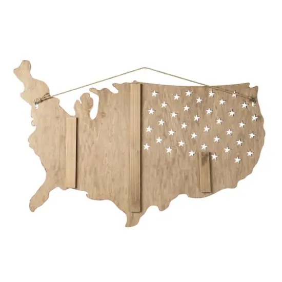 Glitzhome&reg; 32.5" Wooden Patriotic America Map Wall D&eacute;cor {9}