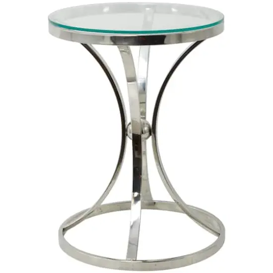 Silver Stainless Steel Contemporary Accent Table, 18" x 18" x 25" {3}