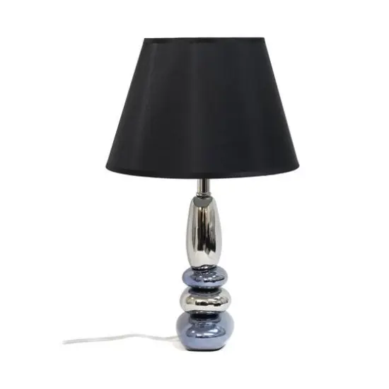 Elegant Designs&trade; 21.5" Chrome and Metallic Blue Stones Table Lamp with Black Shade {9}