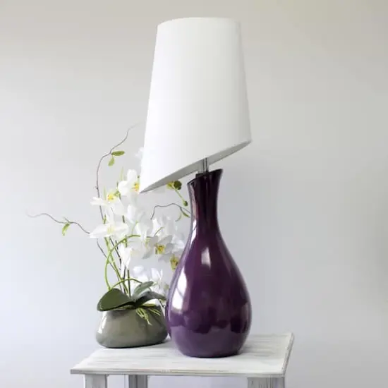 Elegant Designs&trade; 2.5ft. Curved Purple Ceramic Table Lamp with White Shade {5}