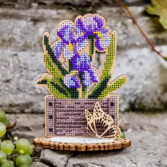 Wonderland Crafts Irises Bead Embroidery on Wood Kit {3}