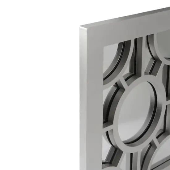 26" Metallic Gray Geometric Rectangular Wall Mirror {3}