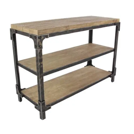 4ft. Brown Industrial Wood Console Table {5}