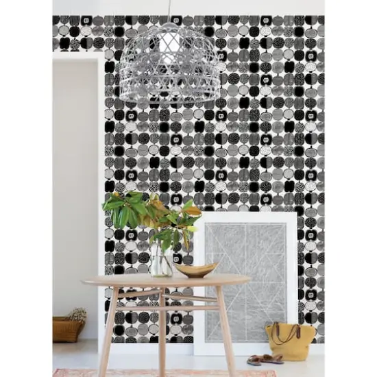 Brewster Marimekko Black & White Kompotti Peel & Stick Wallpaper {3}