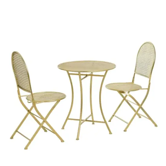 Hello Honey&reg; Metal Cane Outdoor Bistro Patio Set Gold {1}