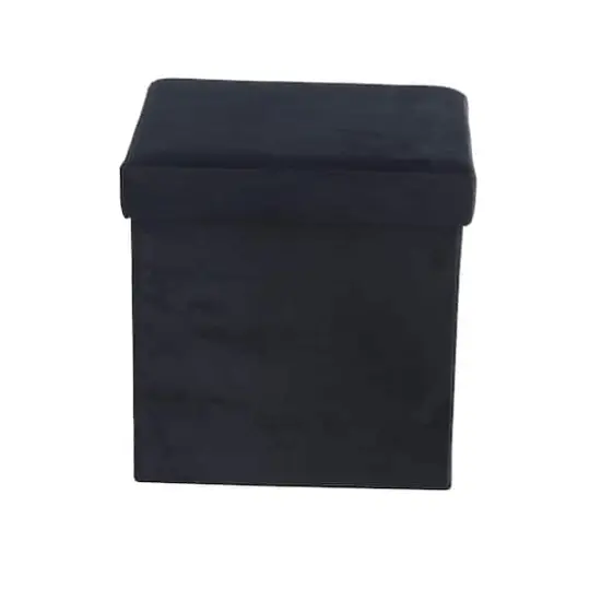 17" Modern Fabric Storage Stool Black {1}