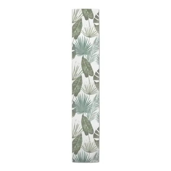 72" Tropical Palm Cotton Twill Runner White {4}