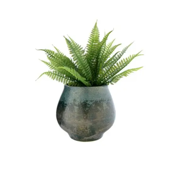 Hello Honey&reg; 6" Iridescent Green Glaze Stoneware Planter {6}