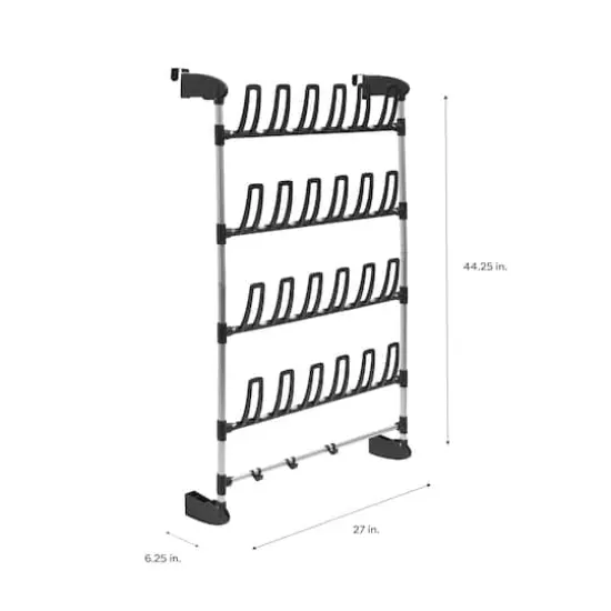 Organize It All 12 Pair Over the Door Shoe Rack With Accessory Hooks {5}