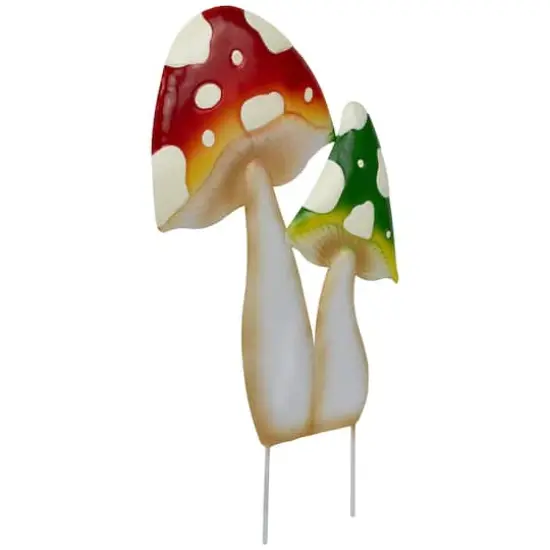 16" Red & Green Double Mushrooms Outdoor Garden Stake {5}