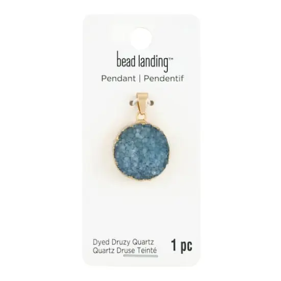 Dyed Druzy Quartz Round Pendant by Bead Landing&trade; Blue {4}
