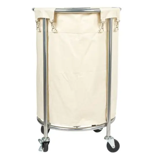 Household Essentials Round Laundry Basket with Wheels White {6}