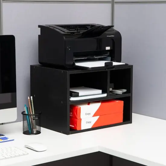 Mind Reader 15.7" Black Printer Cart with Rolling Supply Organization Shelves {6}