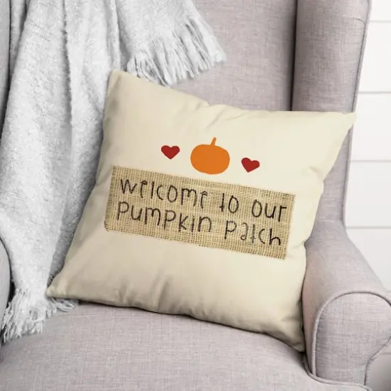 Pumpkin Patch Burlap Throw Pillow {3}