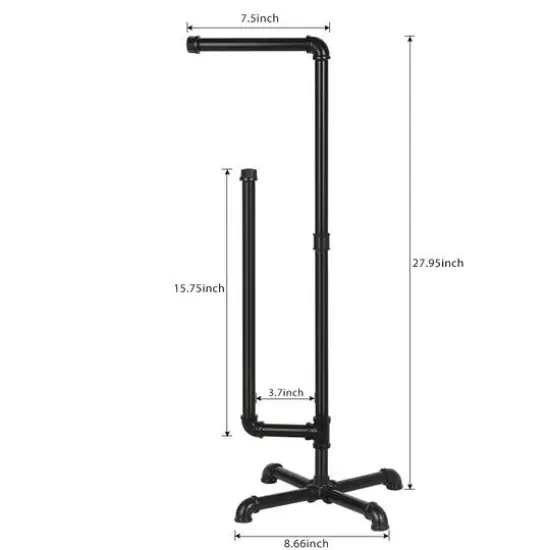 Black Freestanding Toilet Paper Cast Iron Pipe Stand {6}