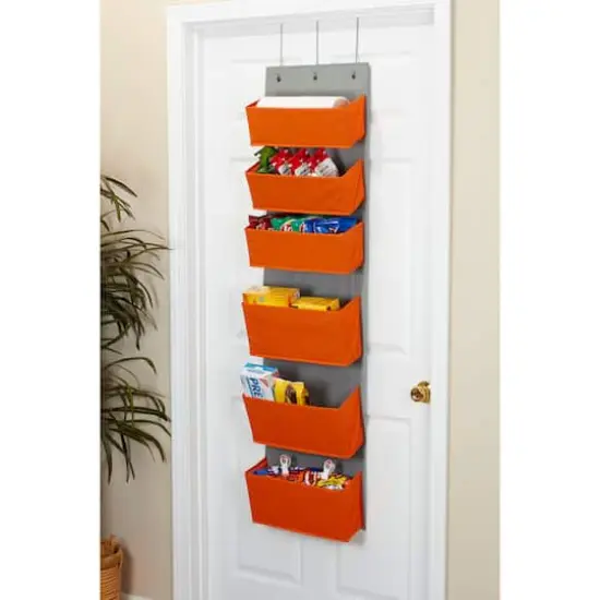 Household Essentials 4.7ft. 6-Pocket Over the Door Pocket Organizer Orange {3}