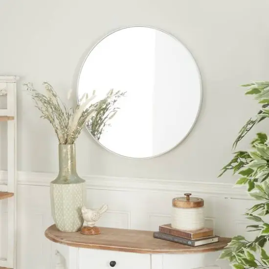 White Contemporary Wall Mirror, 24" x 1" x 24" {7}
