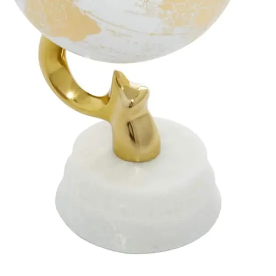 10" Gold Stoneware Coastal Globe {5}