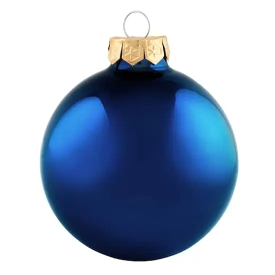 Whitehurst 4ct. 4.75" Glossy Glass Ball Ornaments Midnight Blue Shiny {1}