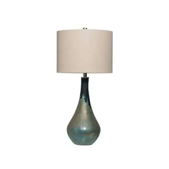 Hello Honey&reg; 32" Opal Finished Glass Table Lamp with Linen Shade {1}